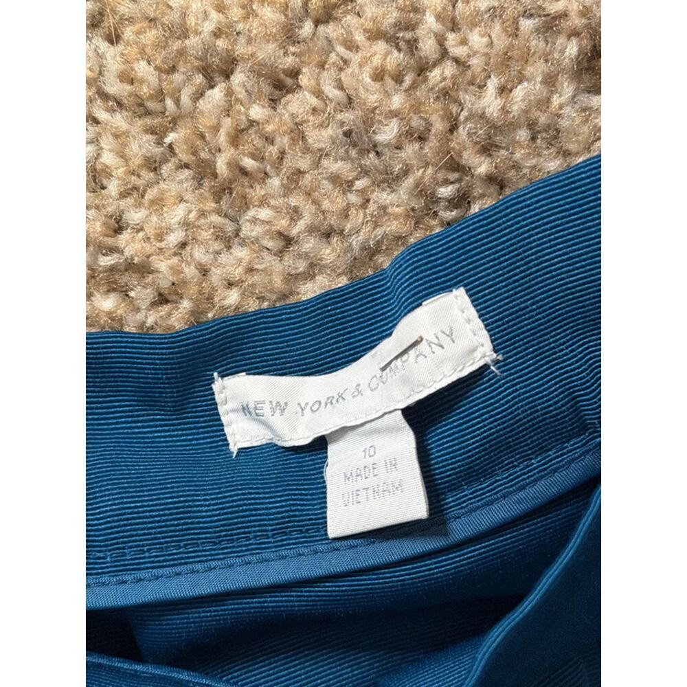 New York and Company EUC teal pleated circle skirt 10 2312 - Picture 2 of 5